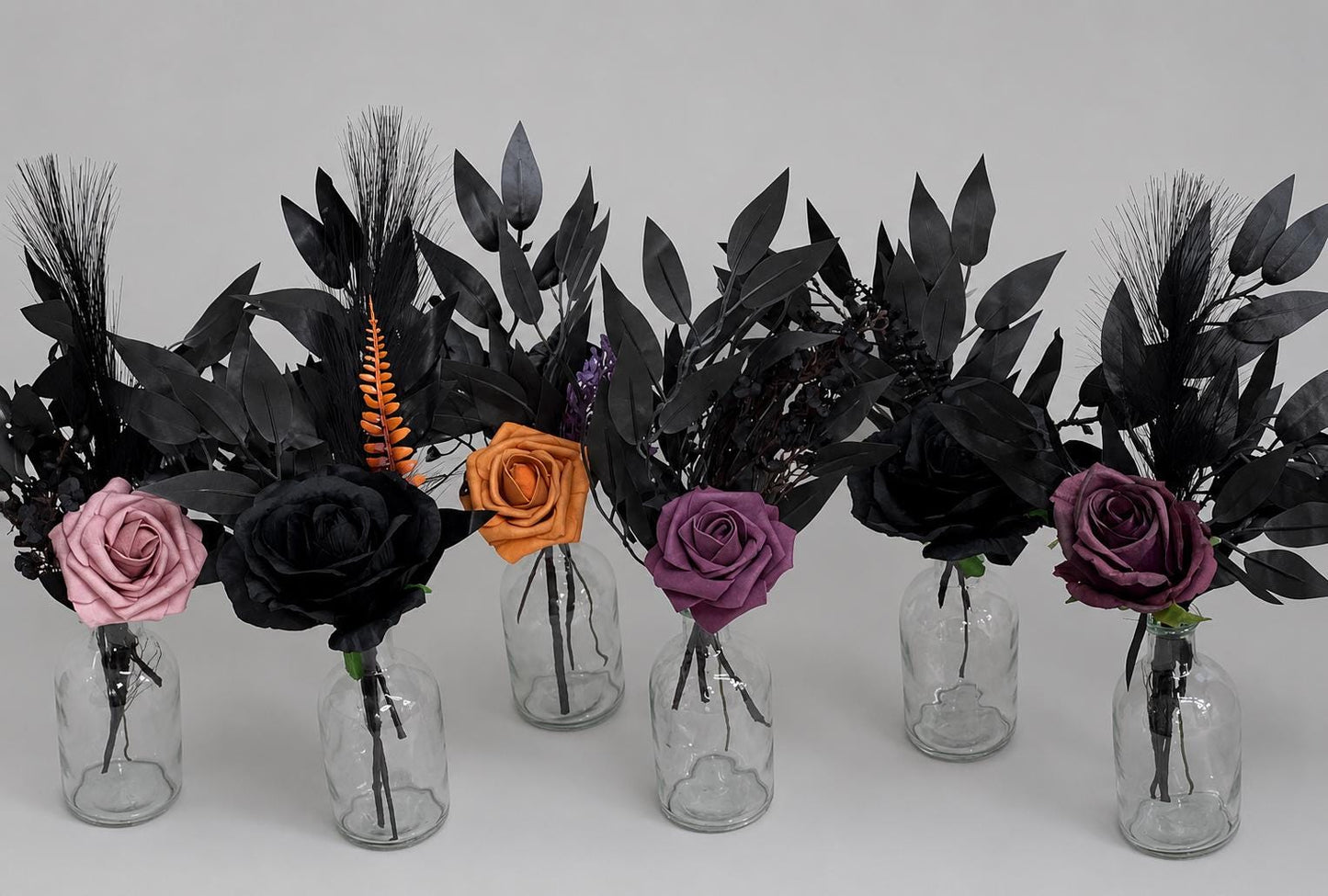 Black Purple Centerpiece Wedding Orange Black Gothic Single Flower Table Centerpiece for Bud Vase Dark Purple Halloween Artiricial Flower