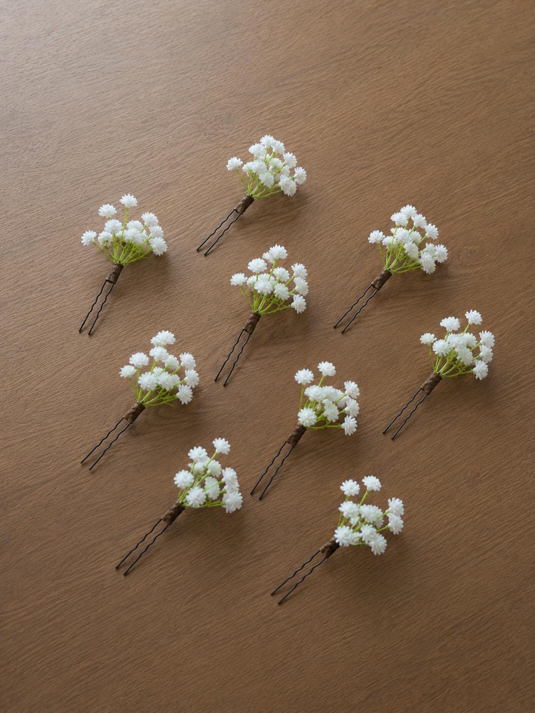White Baby's Breath Hair Pins, Artificial Gypsophila Hair Pins, White Bridal Hair Piece, Wedding Hair Accessories, Fake Baby Breath Hair Pin