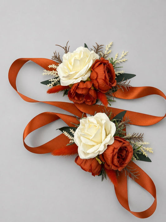 Terracotta Bouquet Wedding Bridal Rust Ivory Bouquet Champagne Bridesmaids Bouquet Burnt Orange Bouquet Rust Pampas Grass Artificial Flower