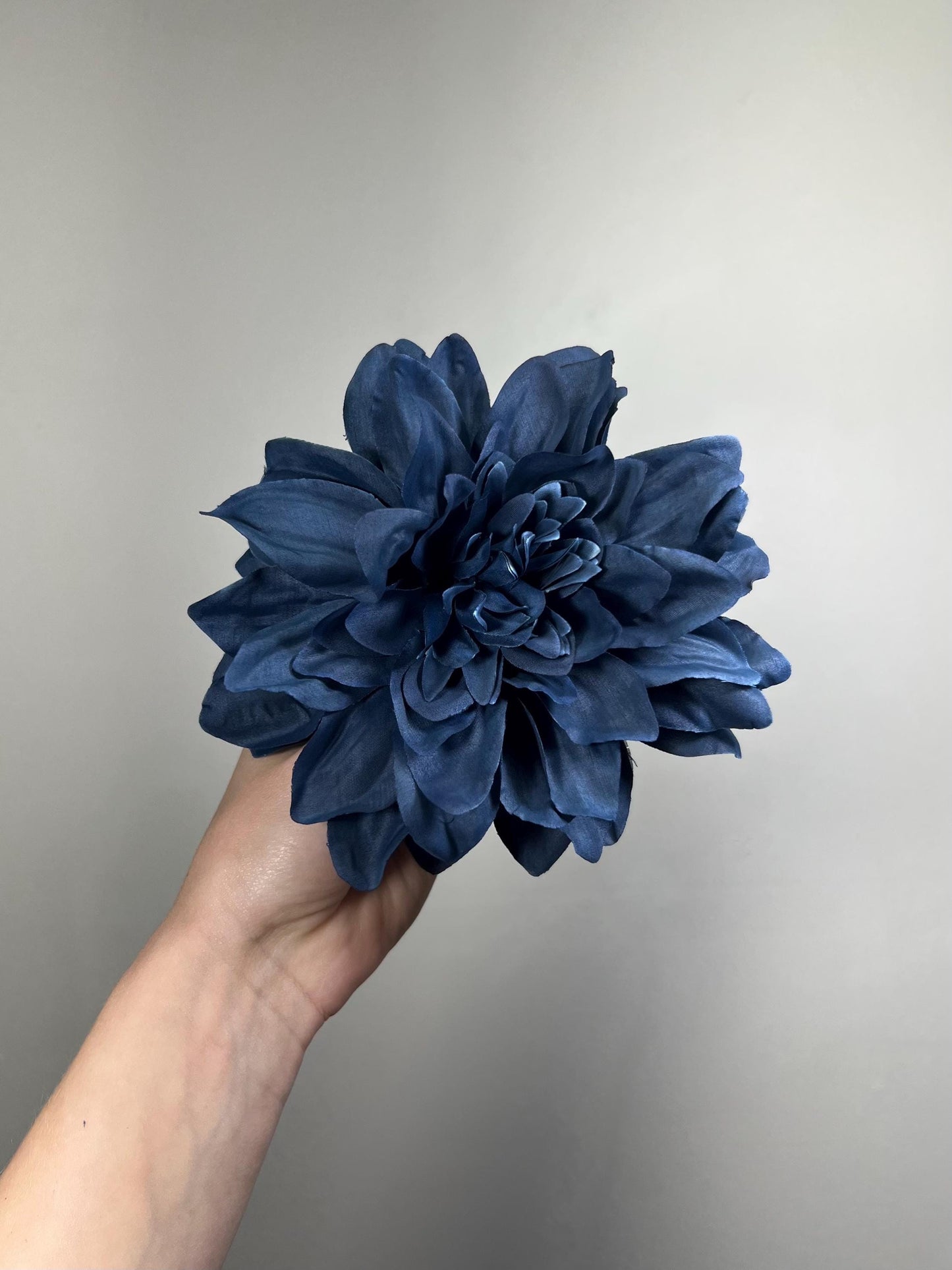 Navy Blue Dahlia Flower Head, Artificial Dahlia 6”, Dark Blue Dahlia Bloom, DIY Wedding Flowers, Floral Supply, Fake Craft Flower