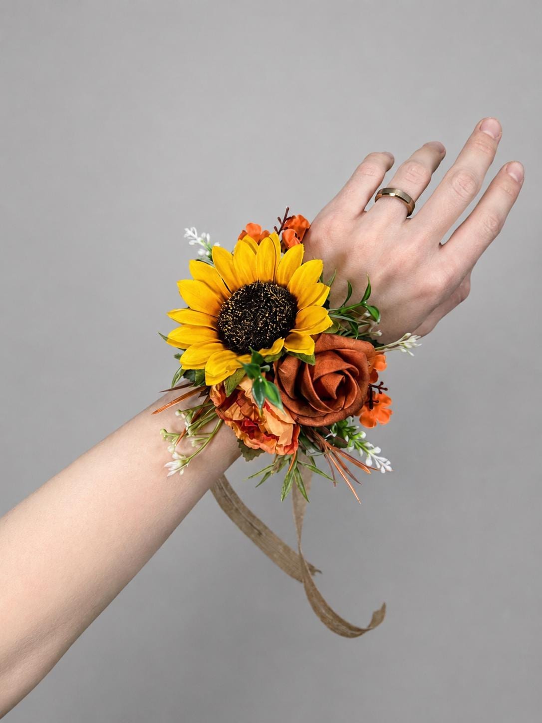 Sunflower Terracotta Wedding Bouquet, Bridal Cascading Fall Bouquet, Cascade Burnt Orange Bouquet, Bridesmaids Flowers Yellow Sunflower