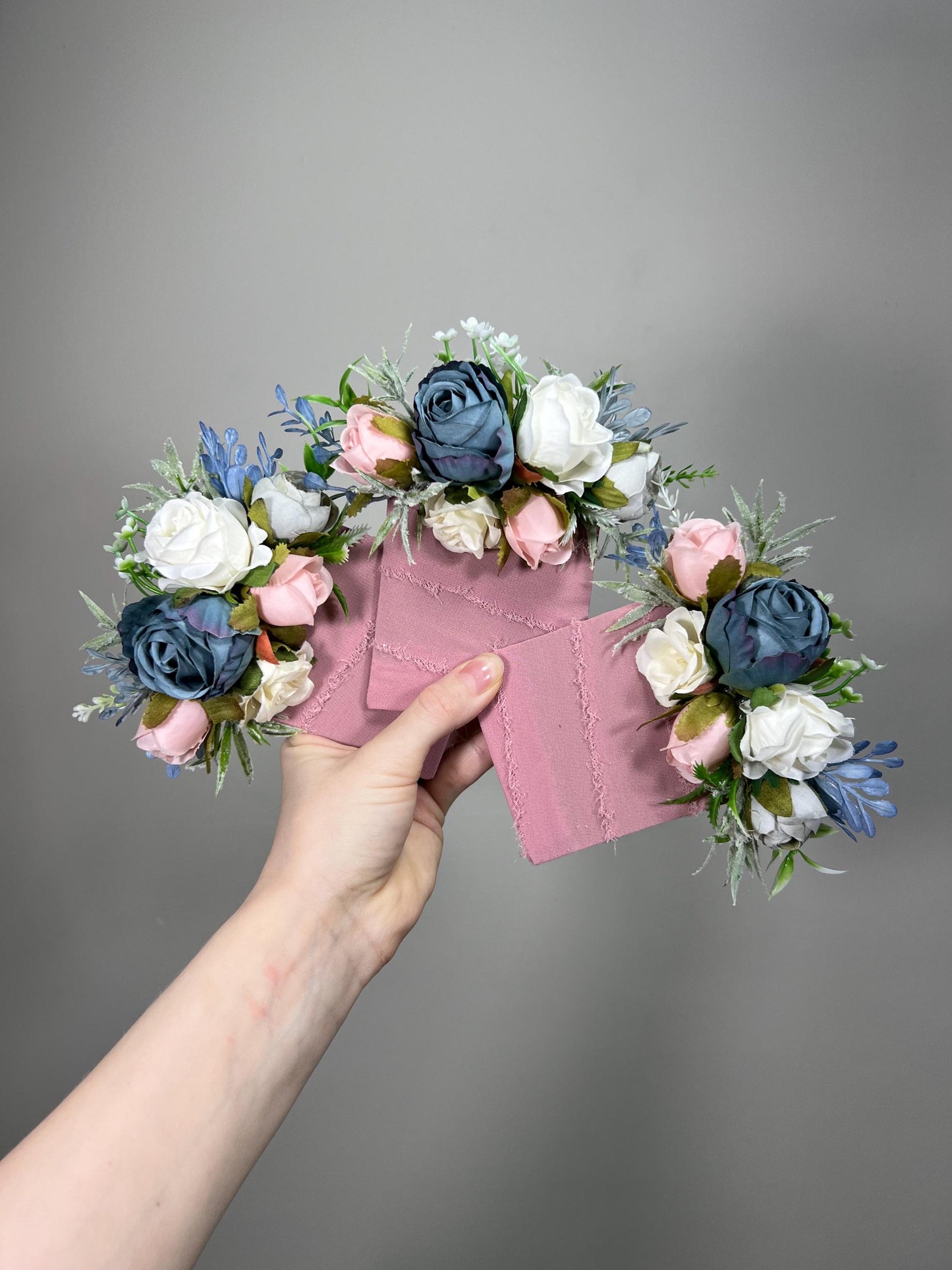 Dusty Blue Pink Bouquet Wedding Bridal Blue Pink Bouquet Dusty Blue Blush Pink Bouquet Bridesmaids Dusty Rose White Blue Bouquet Artificial
