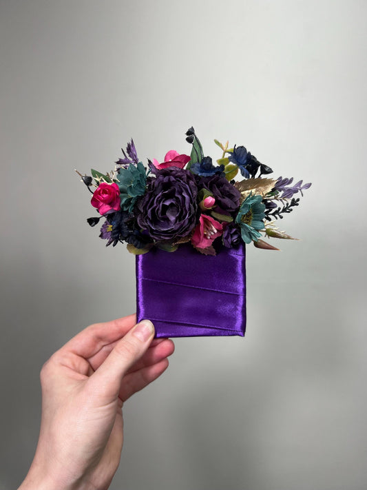 Jewel Tone Pocket Boutonniere Wedding Purple Boutonnière Square Teal Groomsmen Pocket Boutonniere Plum Magenta Pocket Boutonnière Navy Blue