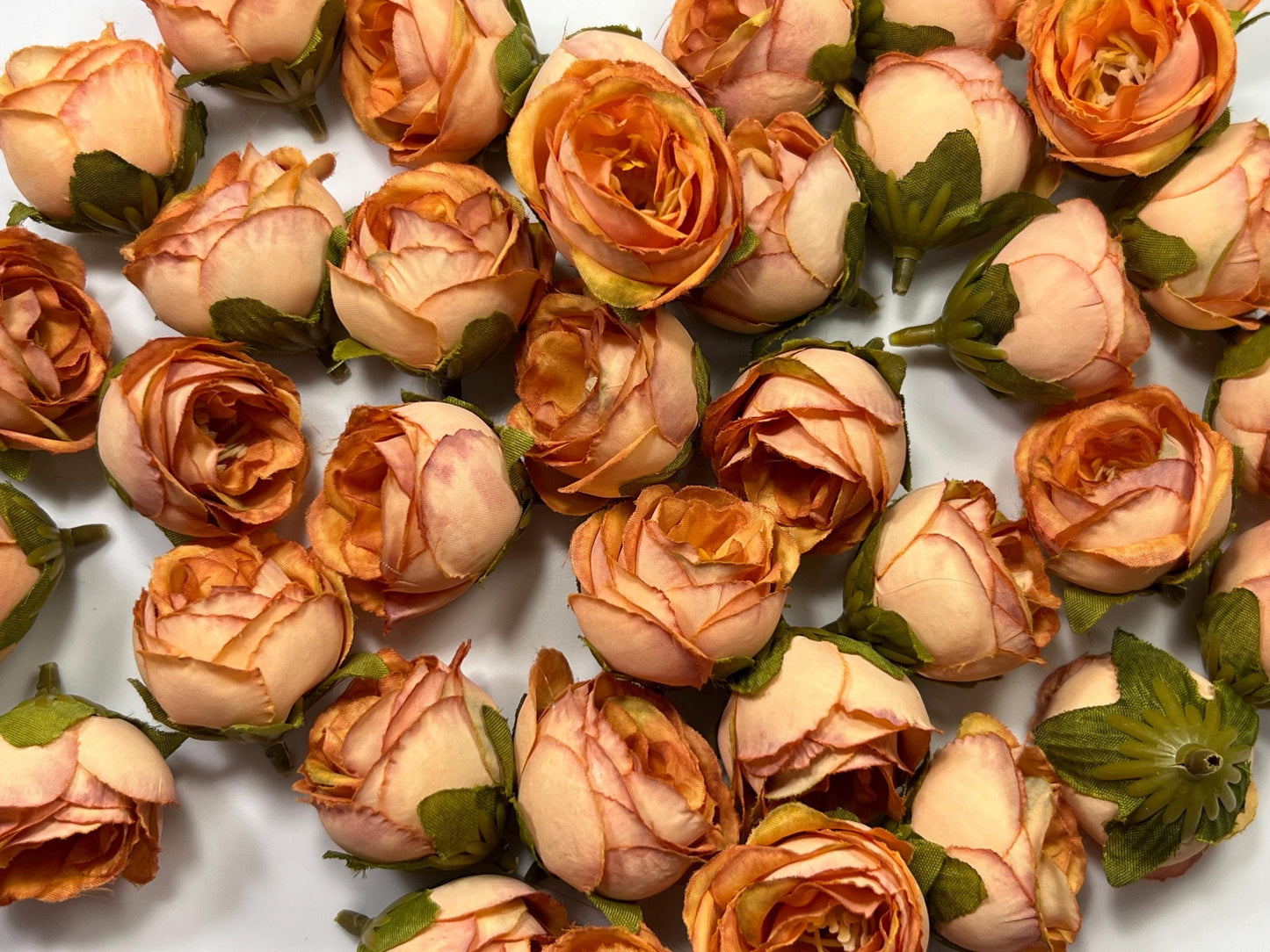 Orange Flower Heads Artificial Wedding Burnt Orange Flowers 1” Peony Flower Head Terracotta Wedding Supplies Craft  Head Rose Orange