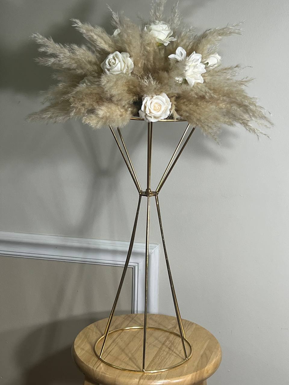 Boho Pampas Grass White Flower Centerpiece Flower Ball