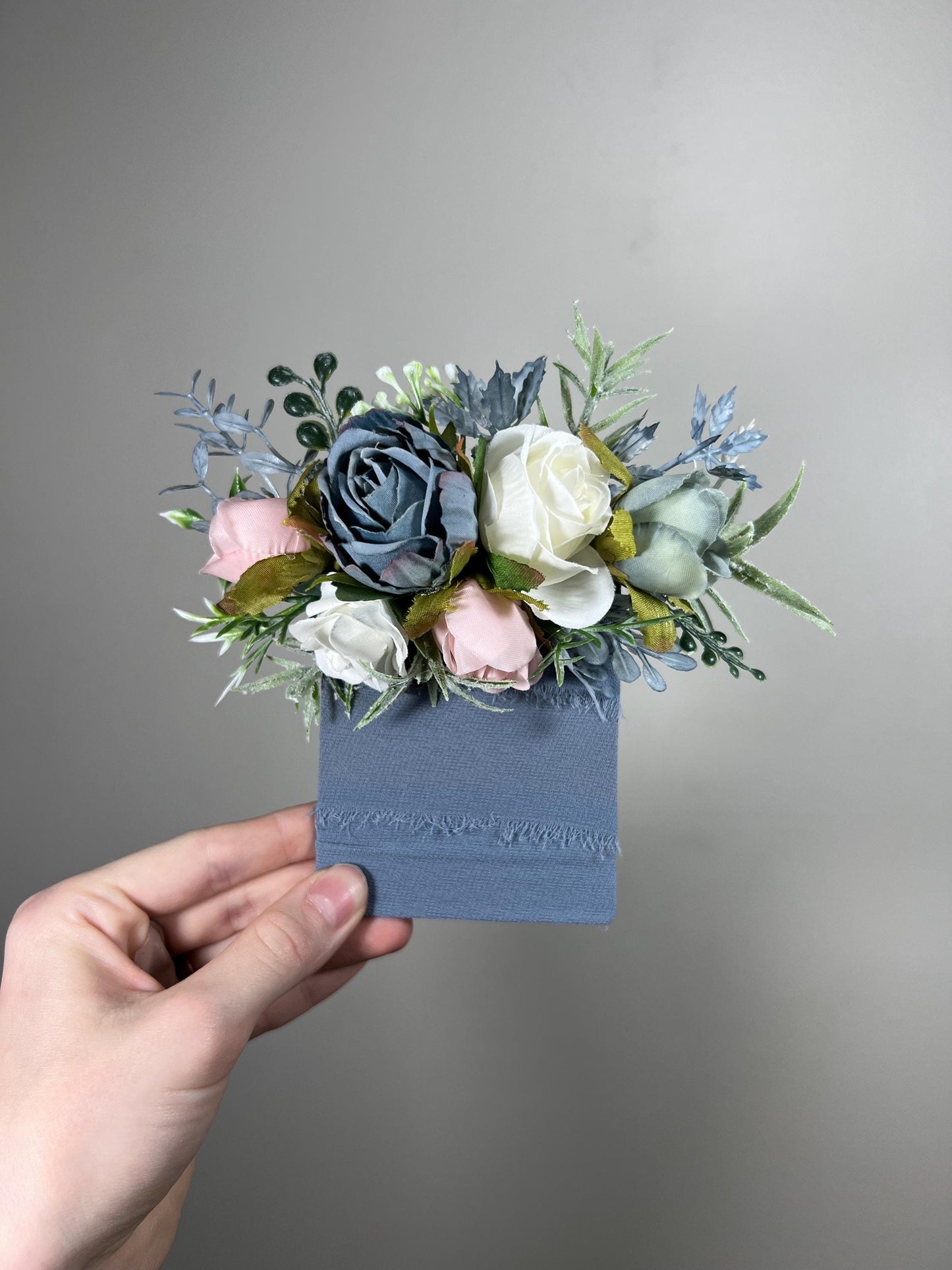 Dusty Blue Pink Bouquet Wedding Bridal Blue Pink Bouquet Dusty Blue Blush Pink Bouquet Bridesmaids Dusty Rose White Blue Bouquet Artificial