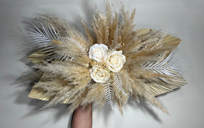 Wedding Arch Arrangement White Pampas Grass Arch Aisle Arrangement Palms Leaves Decor Handmade Artificial Dried Flowers Baby Breath Reddit