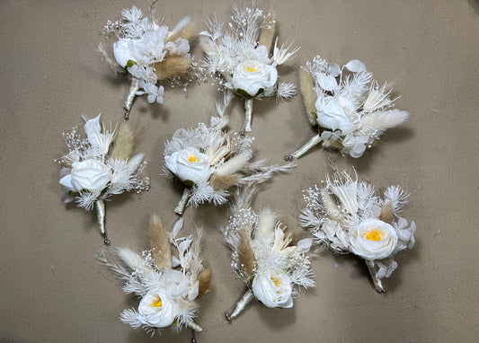 Wedding Bouquet Boho Bridal White Eucalyptus Bouquet Pampas Grass Bridesmaids Decor Palms Leaves Handmade Ivory Artificial Faux Flower