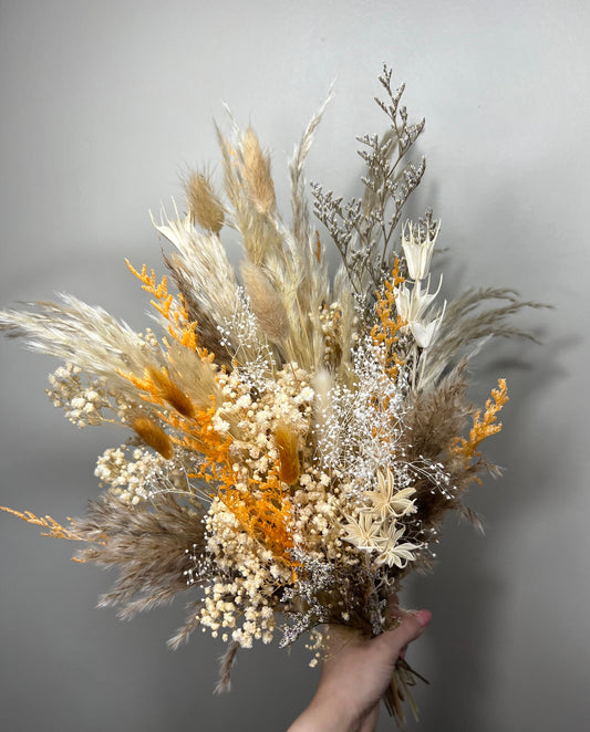 Wedding Bridal Bouquet Boho Terracotta Burnt Bouquet Bridesmaids Dried Flower Natural Baby Breath Bunny Tails Bouquet Pampas Grass Fall