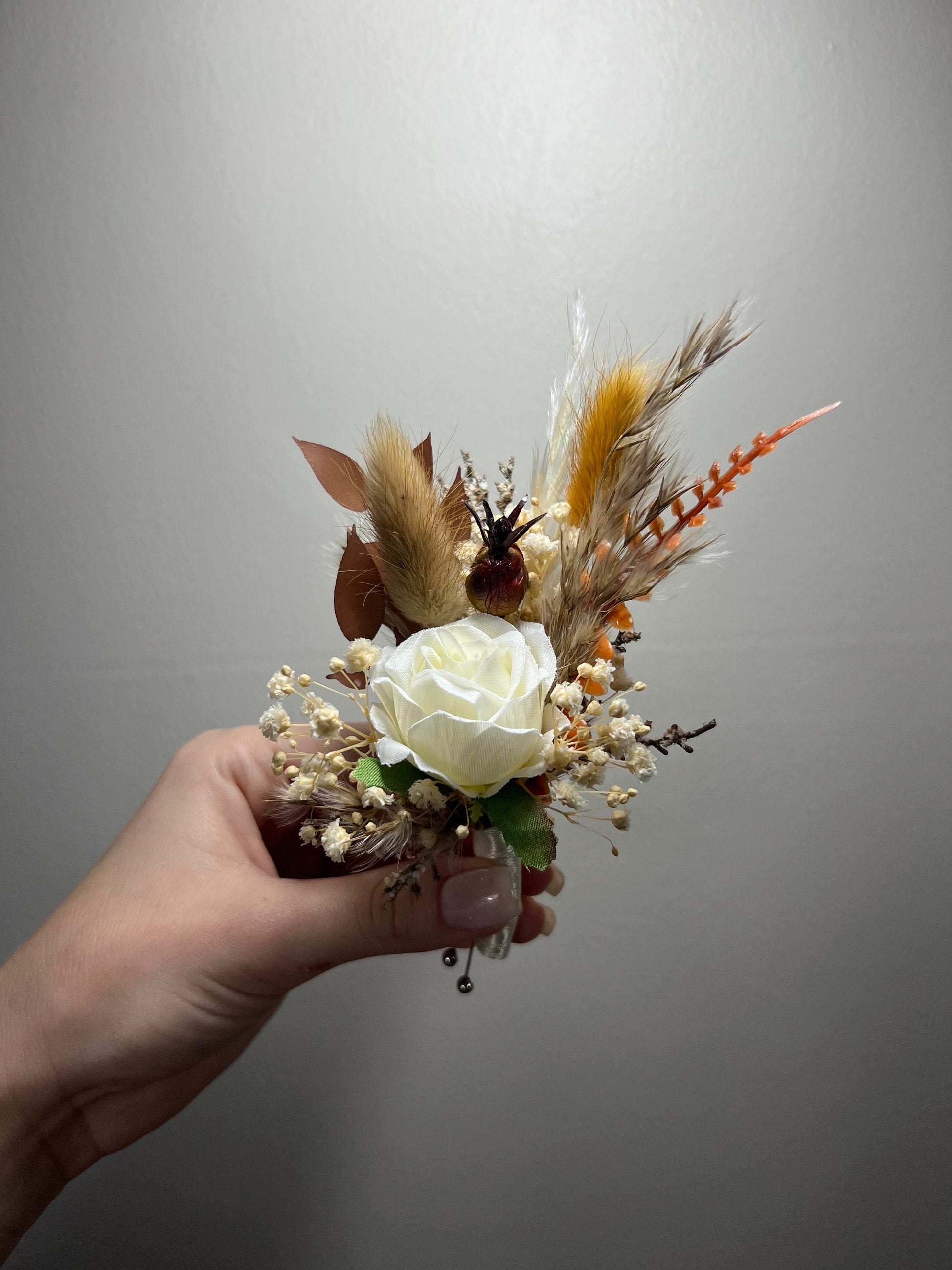 Wedding Cascade Bouquet Terracotta Bridal Cascading Boho Rust Bouquet Wedding Burnt Orange Bridesmaids Decor Handmade Flower Artificial