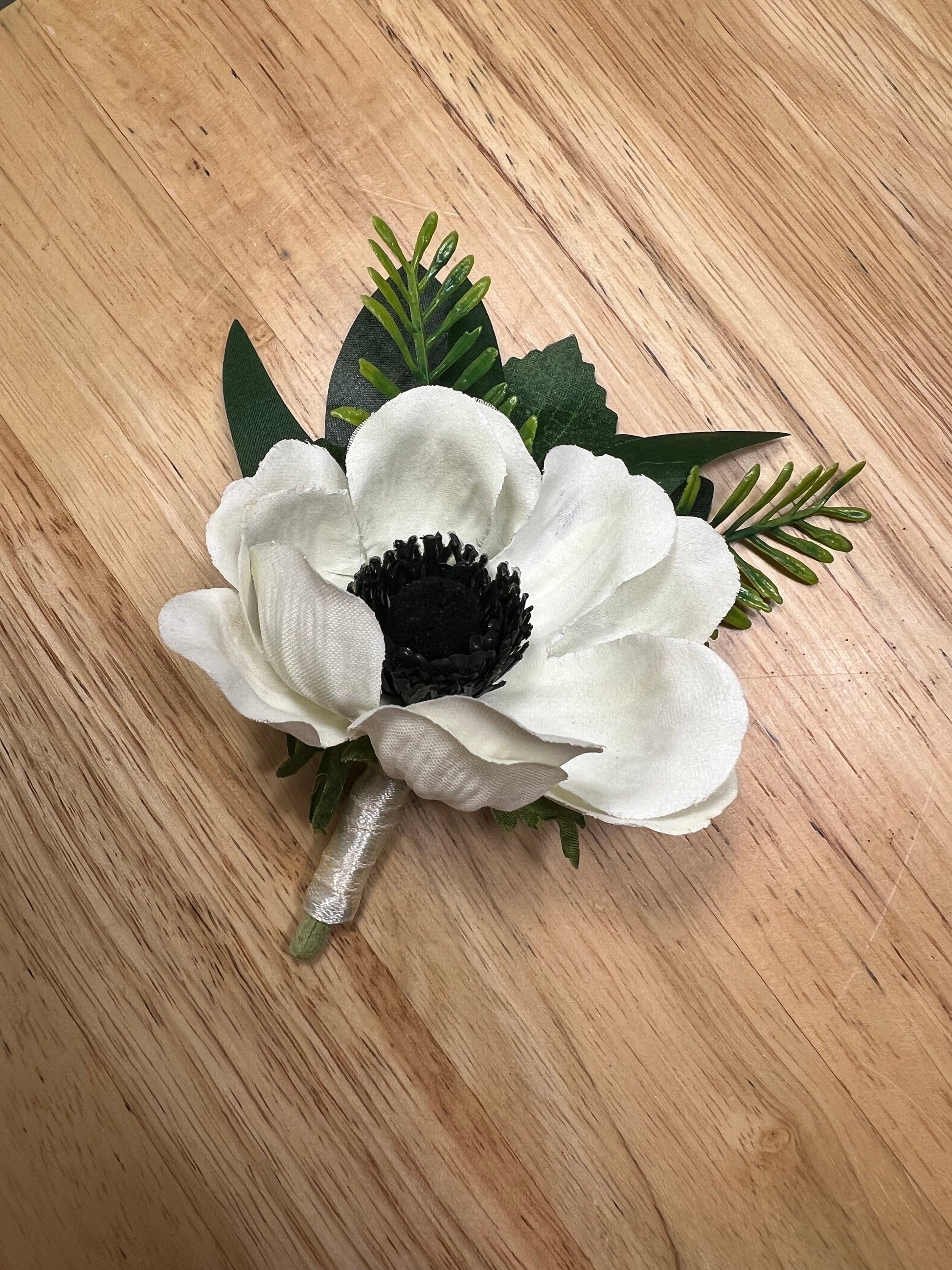 Wedding Cascade Bouquet White Anemone Bridal Cascading Bouquet Anemone Ivory Sage Anemone Bridesmaids Bouquet Eucalyptus Artificial Flower