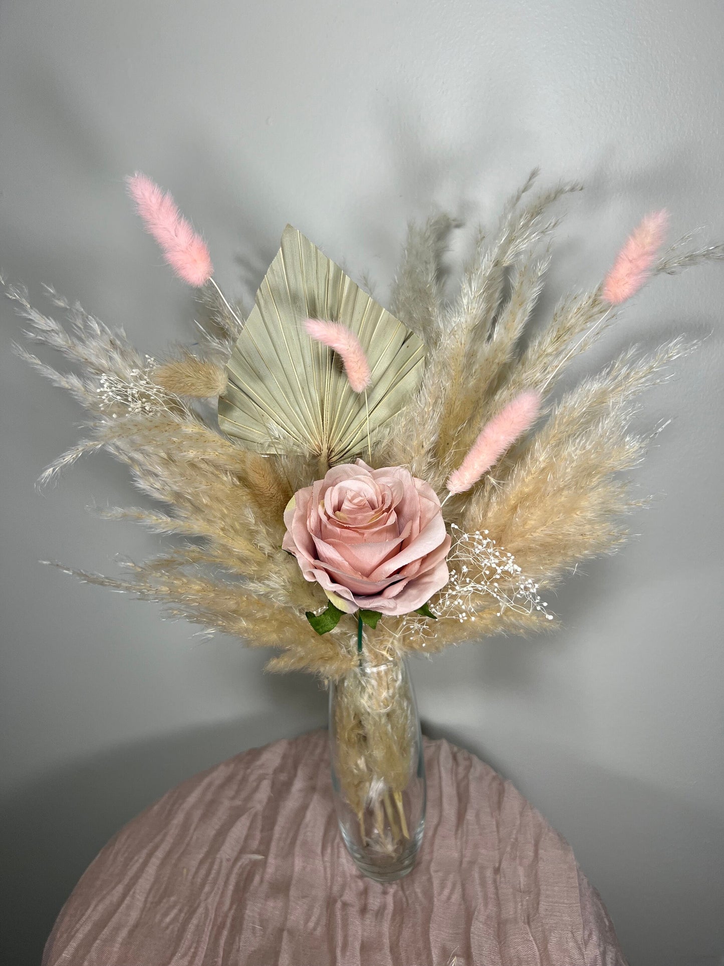 Wedding Centerpiece White Boho Table Décor Terracotta Anemone Burgundy Centerpiece Dusty Rose Navy Blue Palm Leaf Pampas Grass Handmade