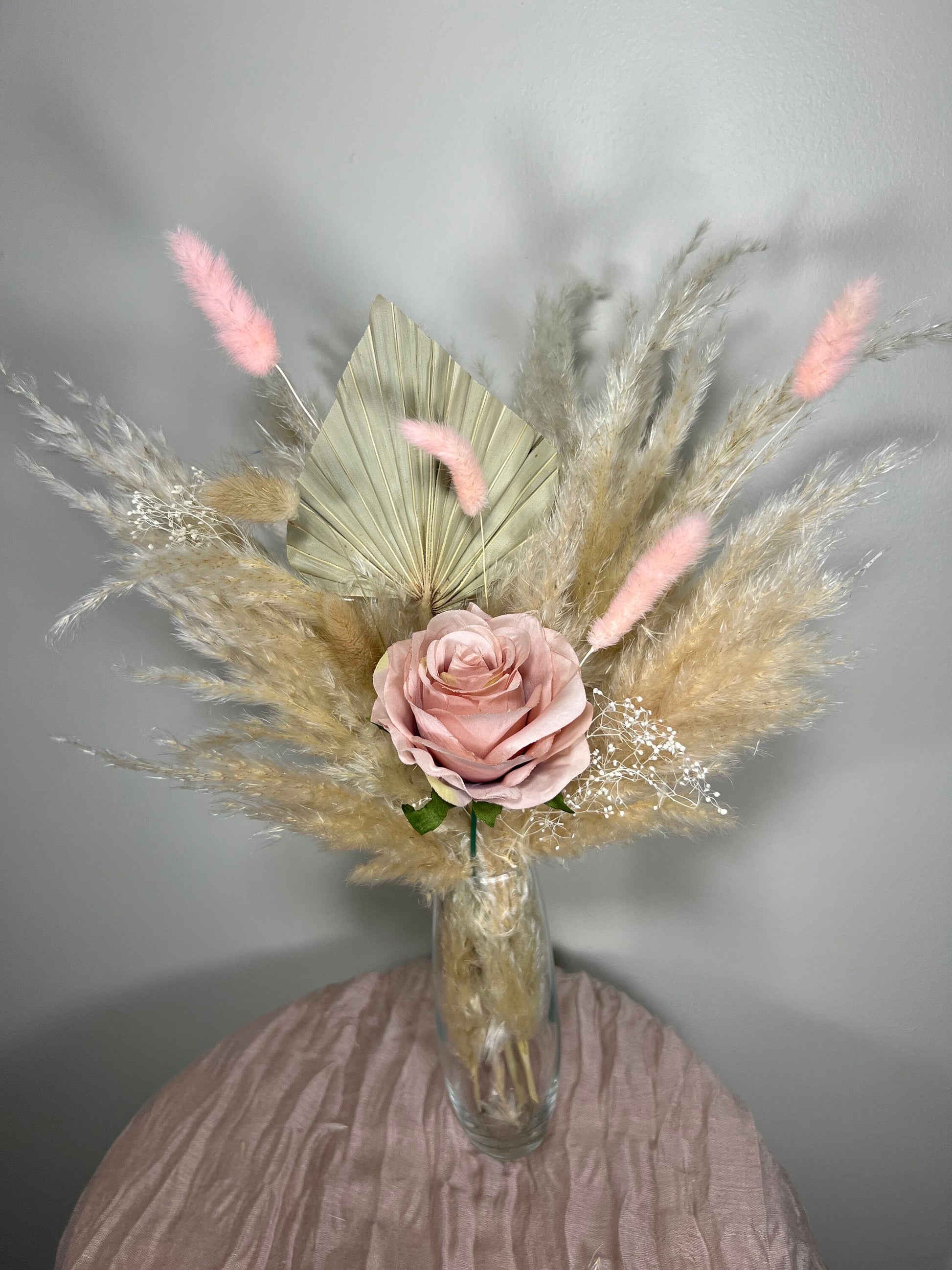 Wedding Centerpiece White Boho Table Décor Terracotta Anemone Burgundy Centerpiece Dusty Rose Navy Blue Palm Leaf Pampas Grass Handmade