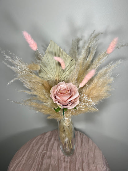 Wedding Centerpiece White Boho Table Décor Terracotta Anemone Burgundy Centerpiece Dusty Rose Navy Blue Palm Leaf Pampas Grass Handmade