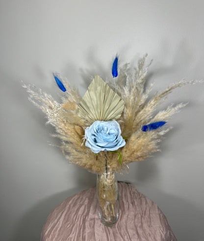 Wedding Centerpiece White Boho Table Décor Terracotta Anemone Burgundy Centerpiece Dusty Rose Navy Blue Palm Leaf Pampas Grass Handmade