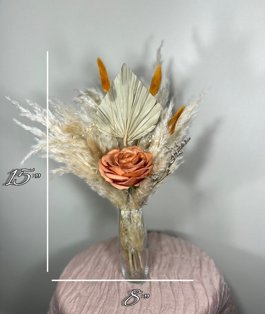 Wedding Centerpiece White Boho Table Décor Terracotta Anemone Burgundy Centerpiece Dusty Rose Navy Blue Palm Leaf Pampas Grass Handmade