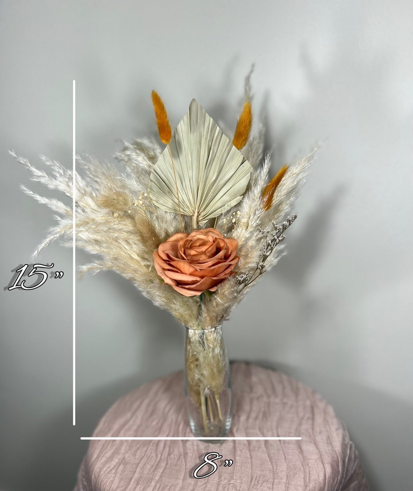 Wedding Centerpiece White Boho Table Décor Terracotta Anemone Burgundy Centerpiece Dusty Rose Navy Blue Palm Leaf Pampas Grass Handmade