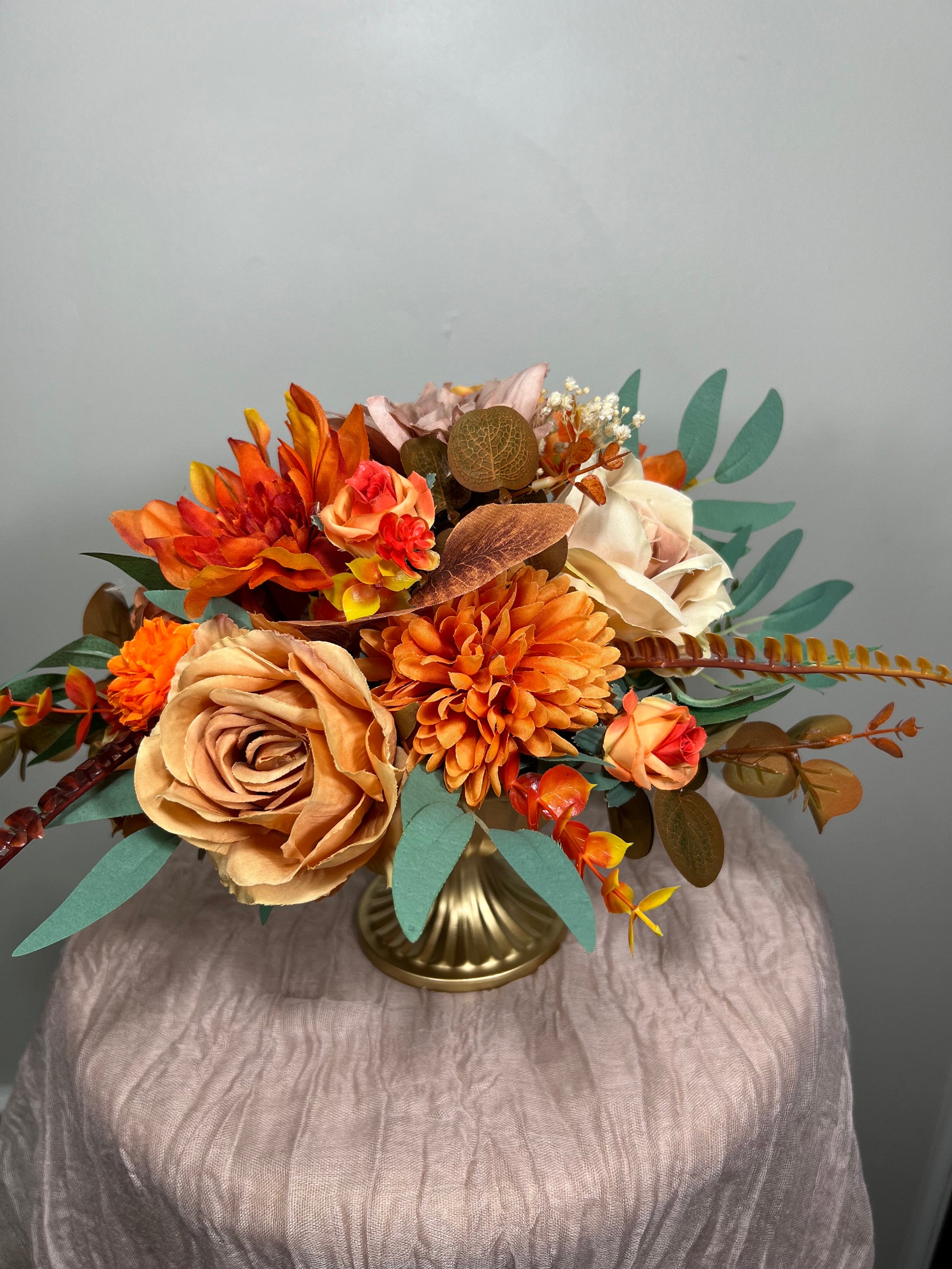 Wedding Centerpiece Terracotta Boho Table Decor White Centerpiece Burnt Orange Table Centerpiece Rust Eucalyptus Artificial Flower