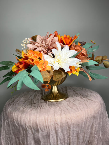 Wedding Centerpiece Terracotta Boho Table Decor White Centerpiece Burnt Orange Table Centerpiece Rust Eucalyptus Artificial Flower