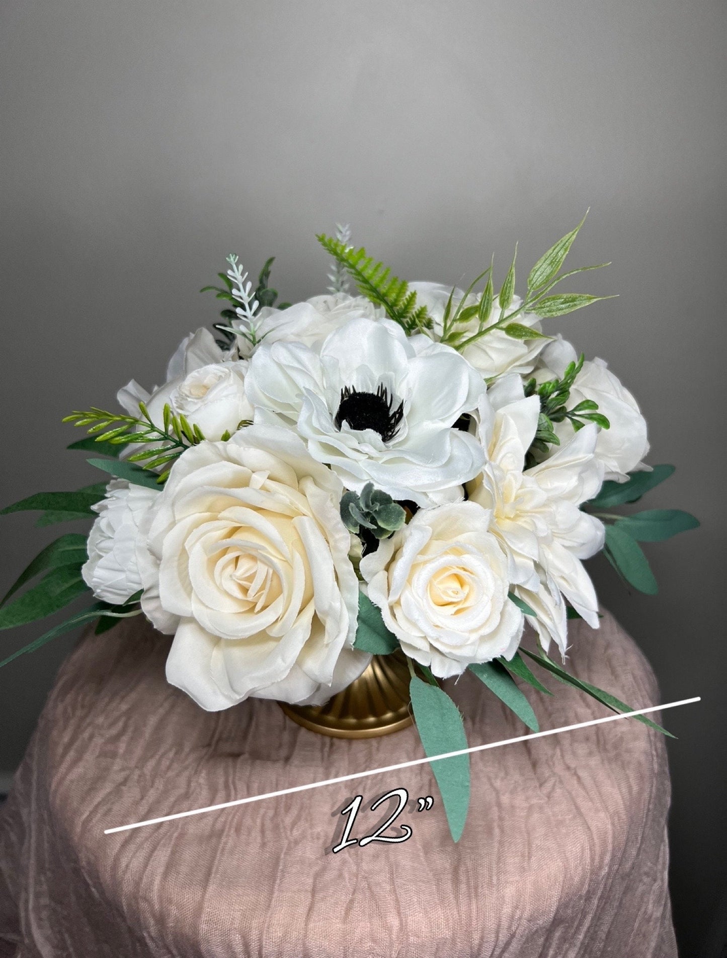 Wedding Centerpiece White Anemone Table Decor Anemone Ivory Centerpiece White Table Centerpiece Artificial Flowers