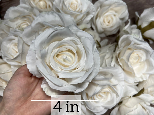 Ivory Artificial Flowers Head Rose White High Quality Wedding Fake Roses Ivory Silk Bridal Clearance Accessories Decorative Home Decor DIY