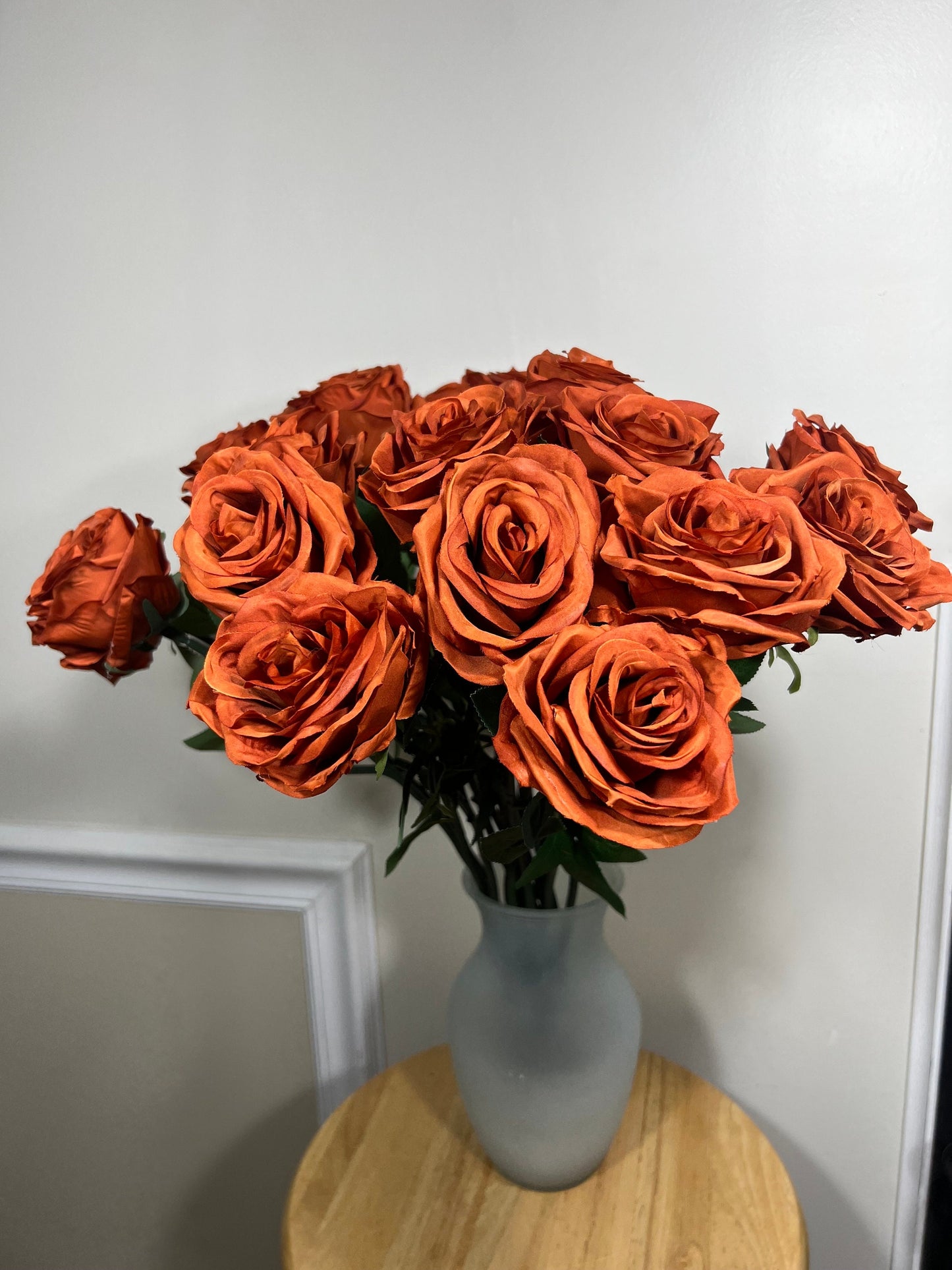 Burnt Orange Artificial Flowers Head Rose Terracotta Rust High Quality Wedding Fake Roses Stem Home Decor Silk Bridal Accessories Decorative