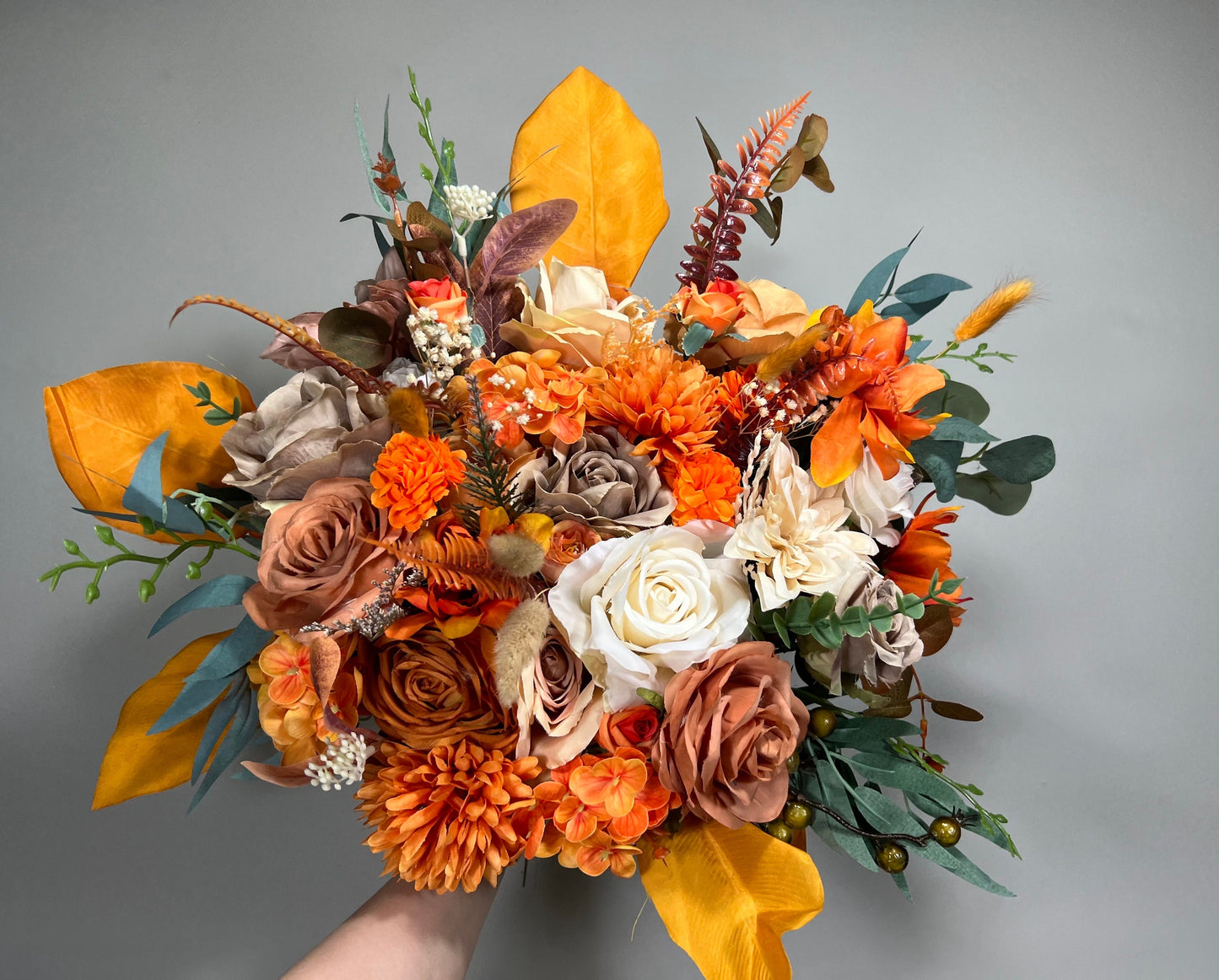 Wedding Bouquet Terracotta Bridal Wedding Rust Terracotta Bouquet Burnt Orange Decor Fall Eucalyptus Handmade Artificial Dried Flower
