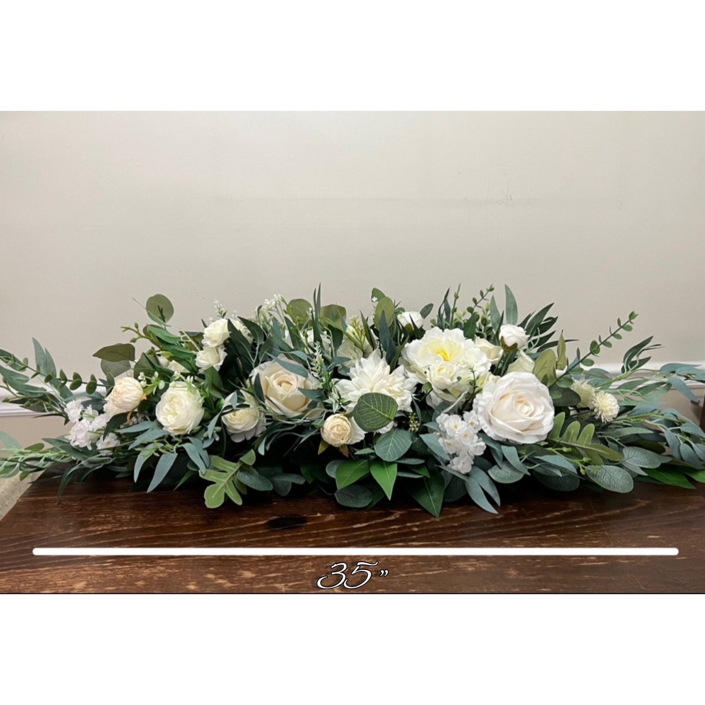 White Sweetheart Wedding Table White Ivory Aisle Arrangement Centerpiece Table Decor White Sweetheart Ivory Eucalyptus Artificial Flowers