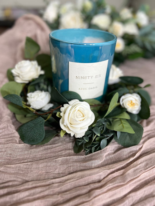 Wedding Wreath Centerpiece Table Decor White Garland Lantern Wreath Candle Ring Stand Eucalyptus Greenery Wedding Centerpiece Decor Sage