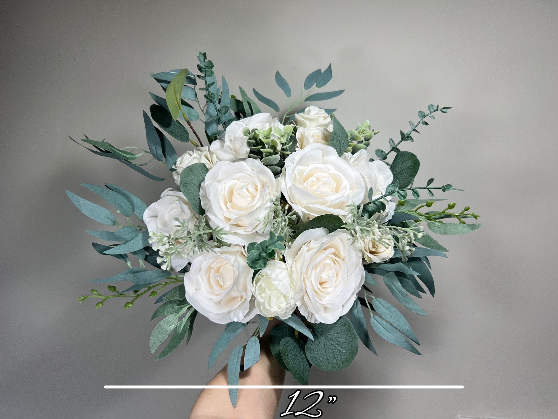 Wedding Bouquet White Bridal Ivory Bouquet Classic Sage Eucalyptus Greenery Bridesmaids White Bouquet White Artificial Flowers Reddit