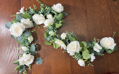 Wedding Garland White Table Decor Ivory Aisle Arrangement Silver Dollar Eucalyptus Decoration White Table Runner Artificial Flower Greenery