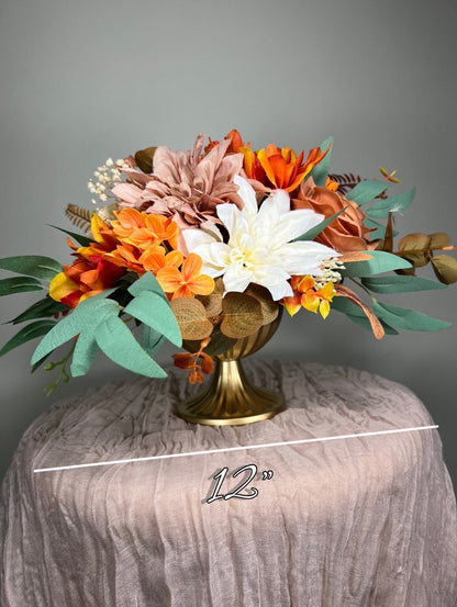 Wedding Centerpiece Terracotta Boho Table Decor White Centerpiece Burnt Orange Table Centerpiece Rust Eucalyptus Artificial Flower