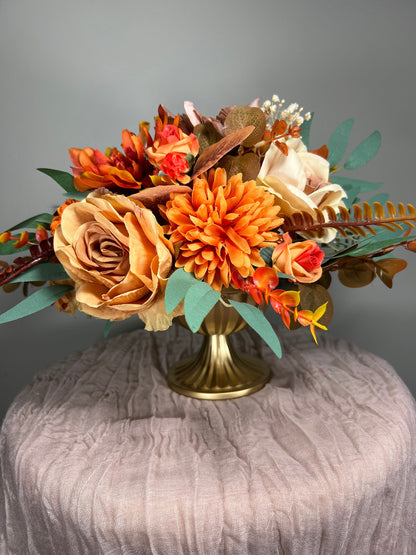 Wedding Centerpiece Terracotta Boho Table Decor White Centerpiece Burnt Orange Table Centerpiece Rust Eucalyptus Artificial Flower