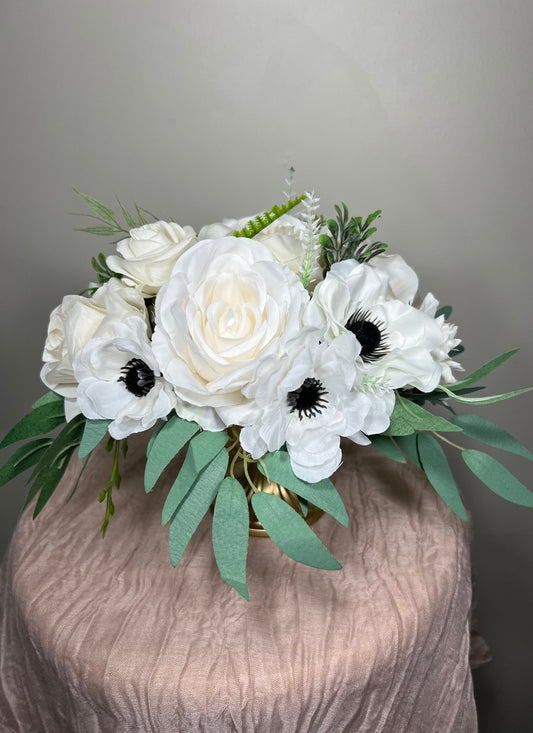Wedding Centerpiece White Anemone Table Decor Anemone Ivory Centerpiece White Table Centerpiece Artificial Flowers