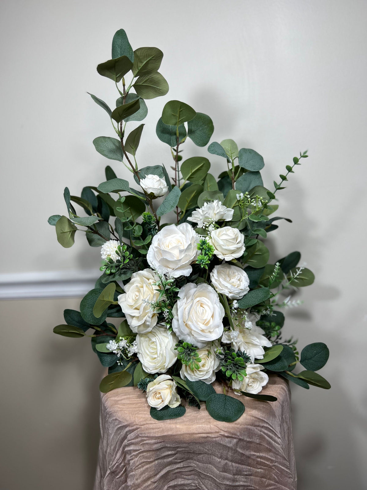 Set of 2 Wedding Aisle Marker Flower Floor Arrangement Whiskey Barrel Décor Dusty Rose Ground Arch Ivory Eucalyptus Artificial Flower Reddit