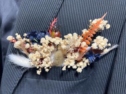 Wedding Bouquet Navy Blue Terracotta Boho Bridal Rust Weddin Burnt Orange Brown Cinnamon Decor Artificial Flower Pampas Grass Fall