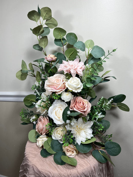 Set of 2 Wedding Aisle Marker Flower Floor Arrangement Whiskey Barrel Décor White Ground Arch Ivory Dusty Rose Floor Eucalyptus Reddit