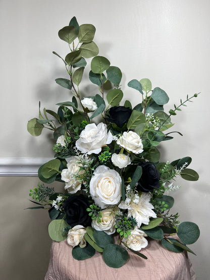 Set of 2 Wedding Aisle Marker Flower Floor Arrangement Whiskey Barrel Décor White Ground Arch Ivory Dusty Rose Floor Eucalyptus Reddit