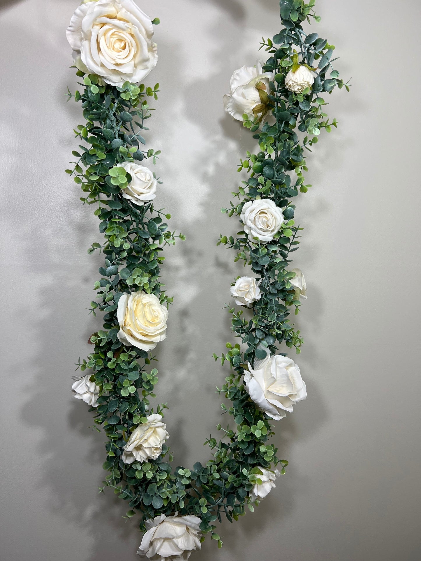 Wedding Garland White Table Decor Ivory Aisle Arrangement Silver Dollar Eucalyptus Decoration White Table Runner Artificial Flower Greenery