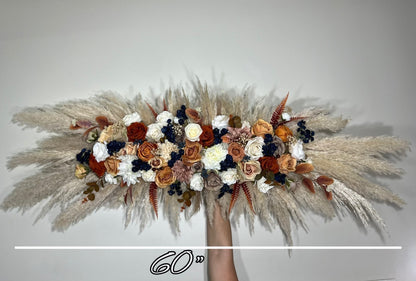 Wedding Arch Arrangement Terracotta Boho Navy Blue Pampas Grass Arch Aisle Arrangement Burnt Orange Swag Backdrop Wall Decor Brown Cinnamon