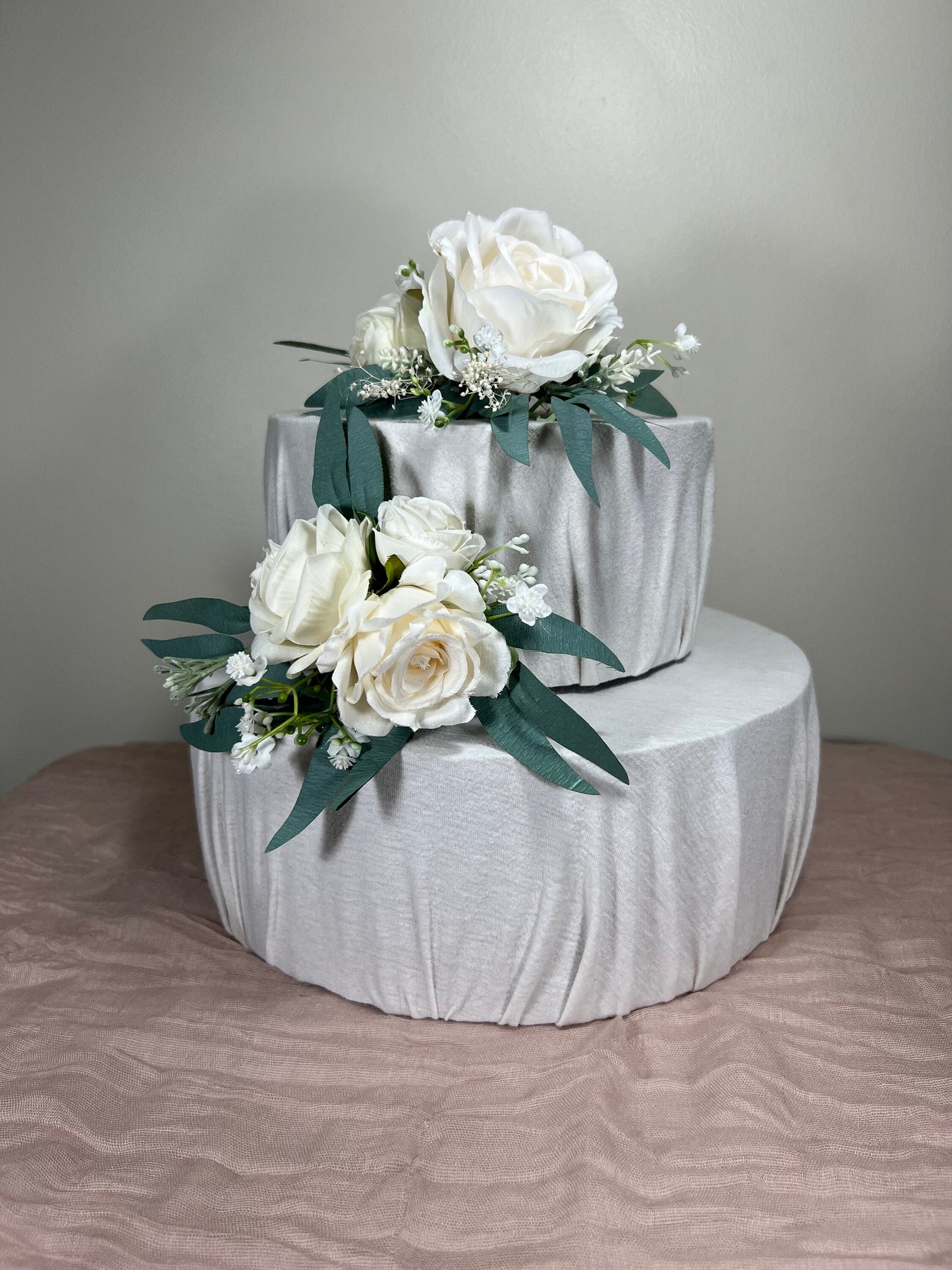 Cake Decoration White Wedding Topper Decor Cake Arrangements Sage Ivory Cake Decoration Ivory Artificial Flower Cake Decor White