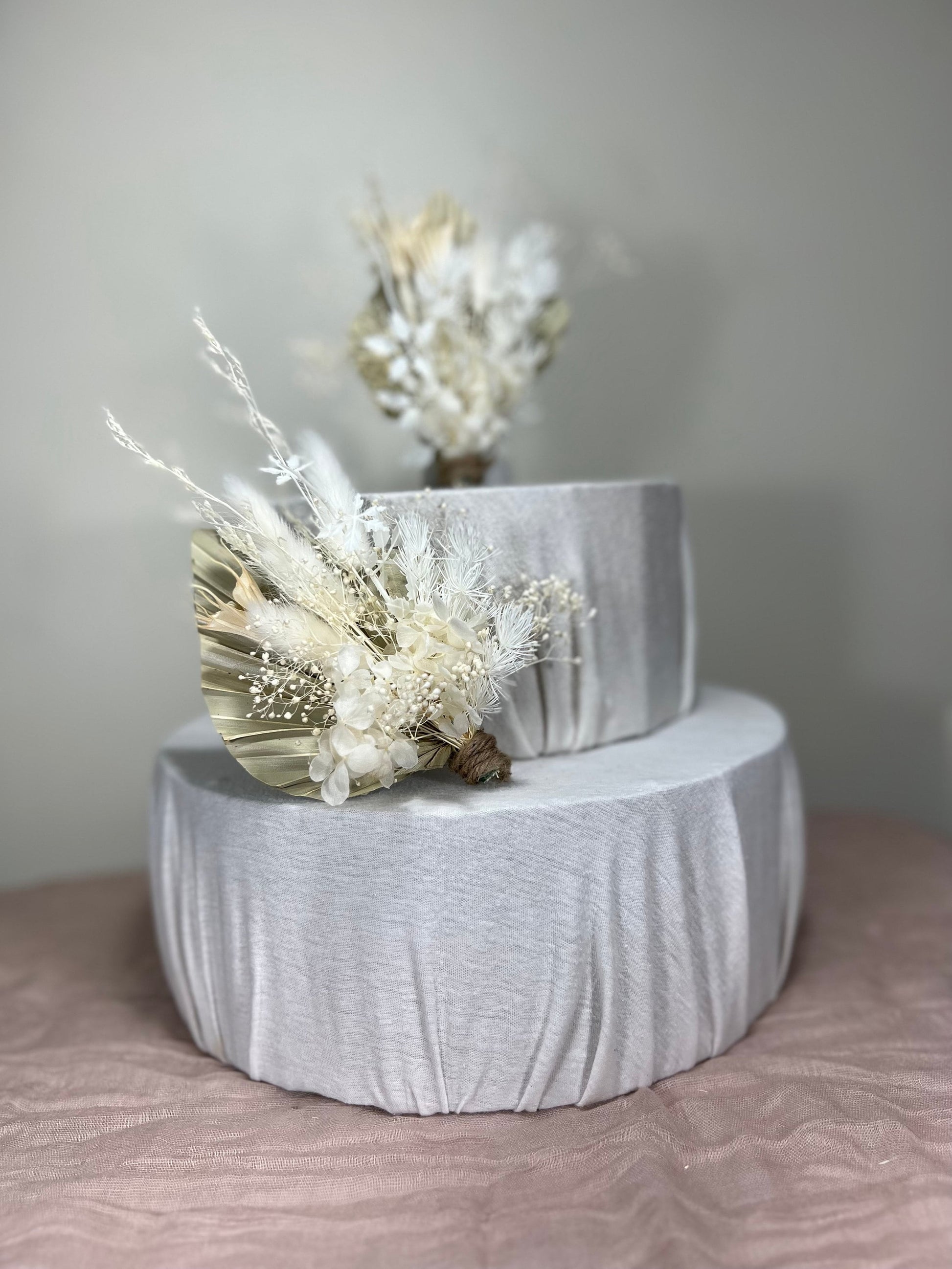 Cake Topper Wedding Decoration Boho Cake Arrangements Wedding NaturalPalms Leaves Cake Decoration White Artificial Dried Flowers Baby Breath