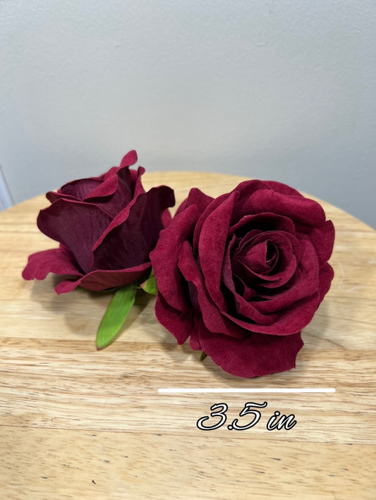 Burgundy Velvet Flowers Head Rose Dark Red Wine High Quality Maroon Red Wedding Artificial Roses Home Décor Silk Decorative DIY Supplies