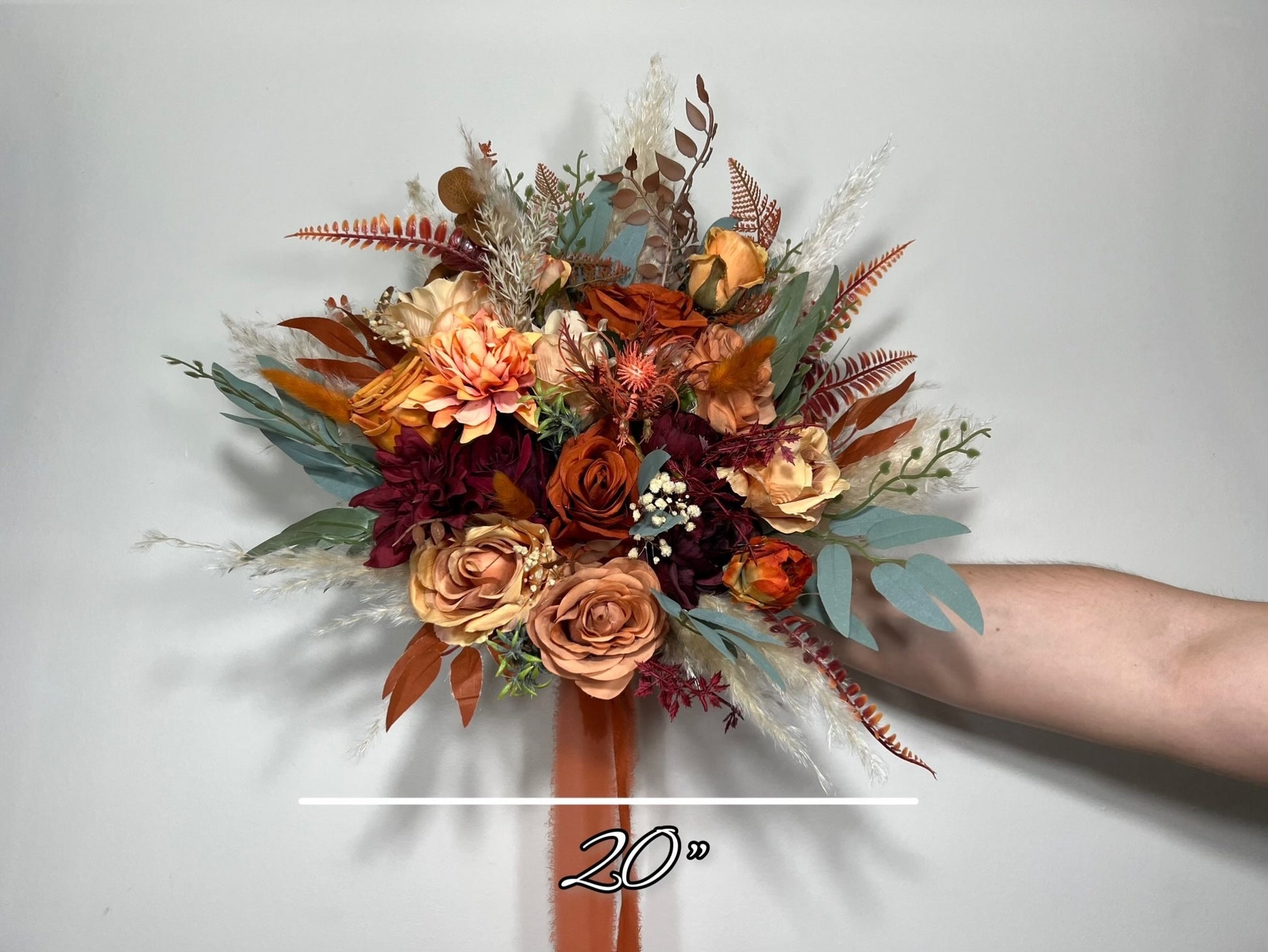 Terracotta Burgundy Bouquet Bridal Cascade Bouquet Bridesmaids Rust Burgundy Burnt Orange Faux Bouquet Fall Eucalyptus Pampas Grass Reddit