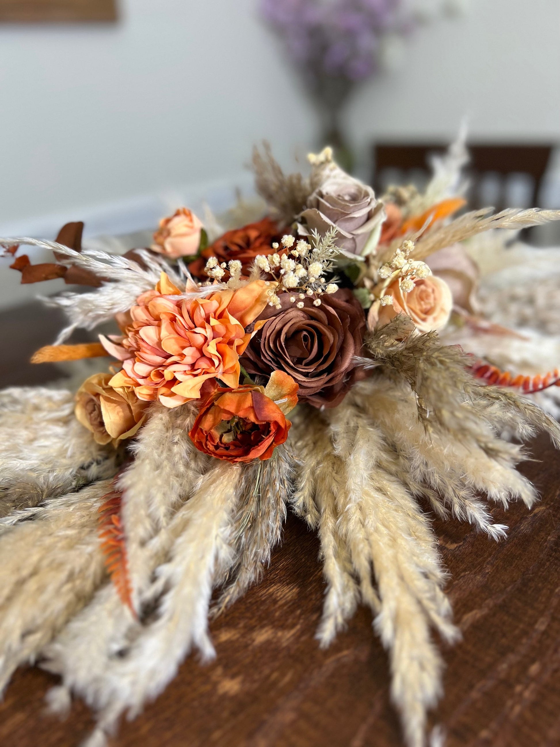 Wedding Sweetheart Rust Terracotta Centerpiece Burnt Orange Aisle Arrangement Cinnamon Home Decor Brown Table Centerpiece Fall Artificial
