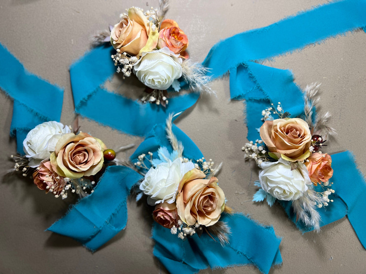 Wedding Turquoise Bouquet Terracotta Boho Bridal Rust Wedding Teal Cascading Bouquet Burnt Orange Teal Decor Artificial Flower Fall