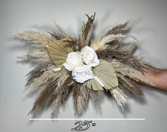 Wedding Arch Arrangement White Pampas Grass Arch Aisle Arrangement Palms Leaves Artificial Dried Flowers Ivory Swag Home Decor Office Wall