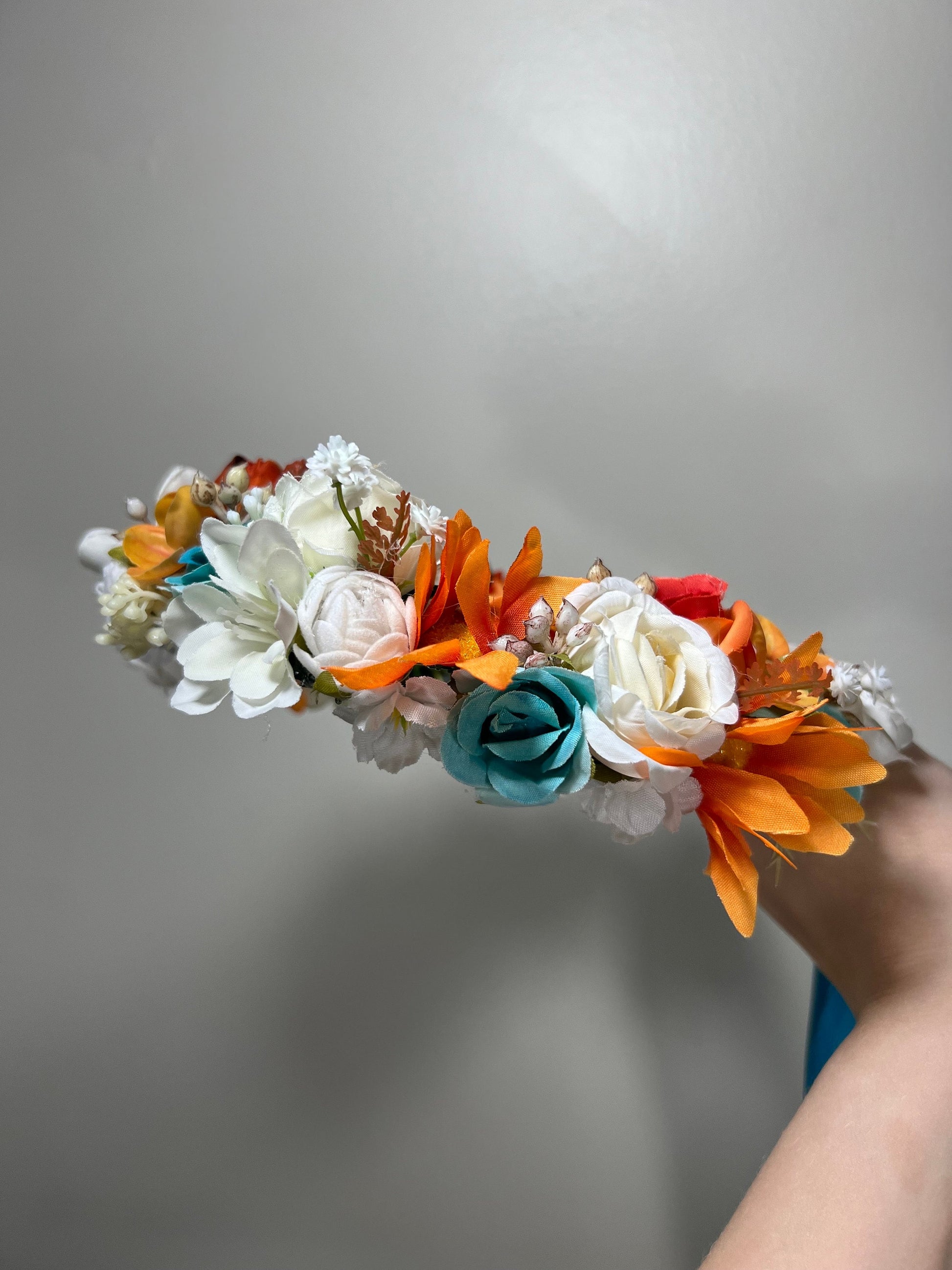 Wedding Flower Crown White Terracotta Rust Wedding Bridal Floral Headband Adult Decor Turquoise Wreath Bridal Crown Children Ivory Hair
