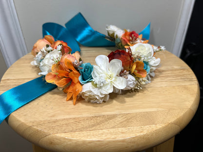 Wedding Flower Crown White Terracotta Rust Wedding Bridal Floral Headband Adult Decor Turquoise Wreath Bridal Crown Children Ivory Hair
