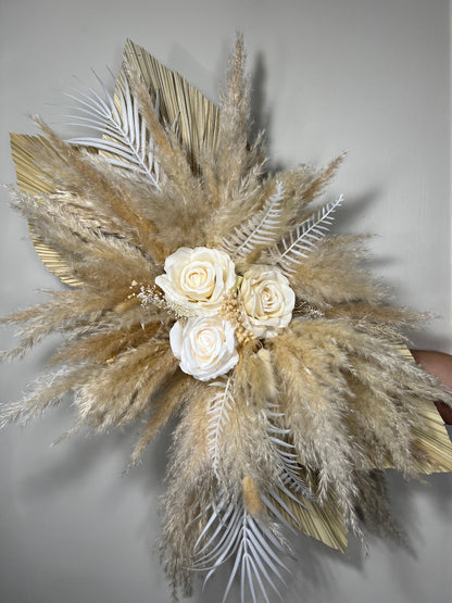 Home Decor Wall Backdrop Swag Decor Boho Arch Arrangements Pampas Grass Nursery Decor White Beige Dried Flowers Artificial Palms Leaves